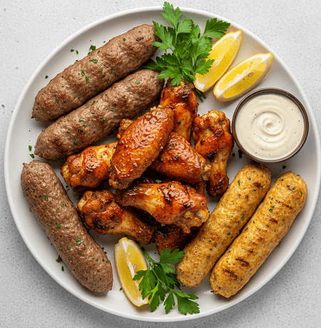 Lamb Kofta, Chicken Kofta & Chicken Wings 